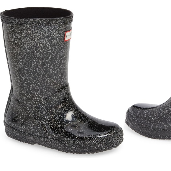 hunter black glitter rain boots